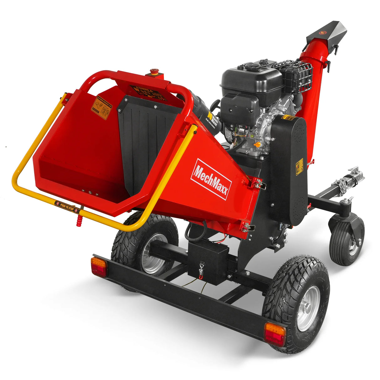 MechMaxx 6 inch ZONSEN E-Start 459cc 15hp Gas Powered 4 - Wheel Drum Wood Chipper with Taillight , B150