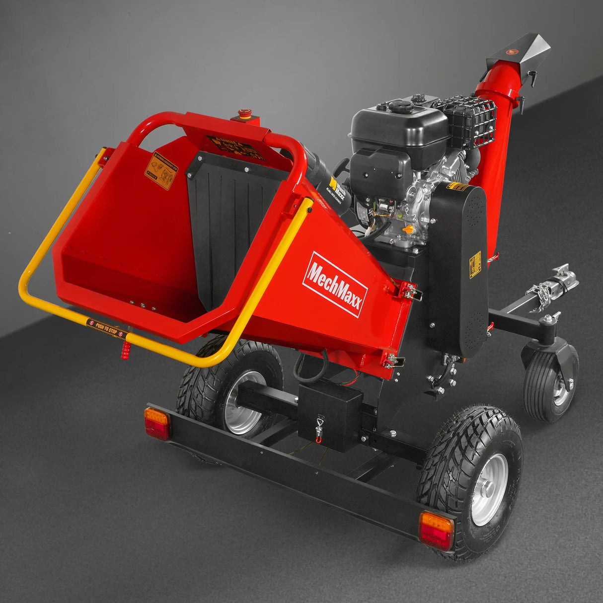 MechMaxx 6 inch ZONSEN E-Start 459cc 15hp Gas Powered 4 - Wheel Drum Wood Chipper with Taillight , B150