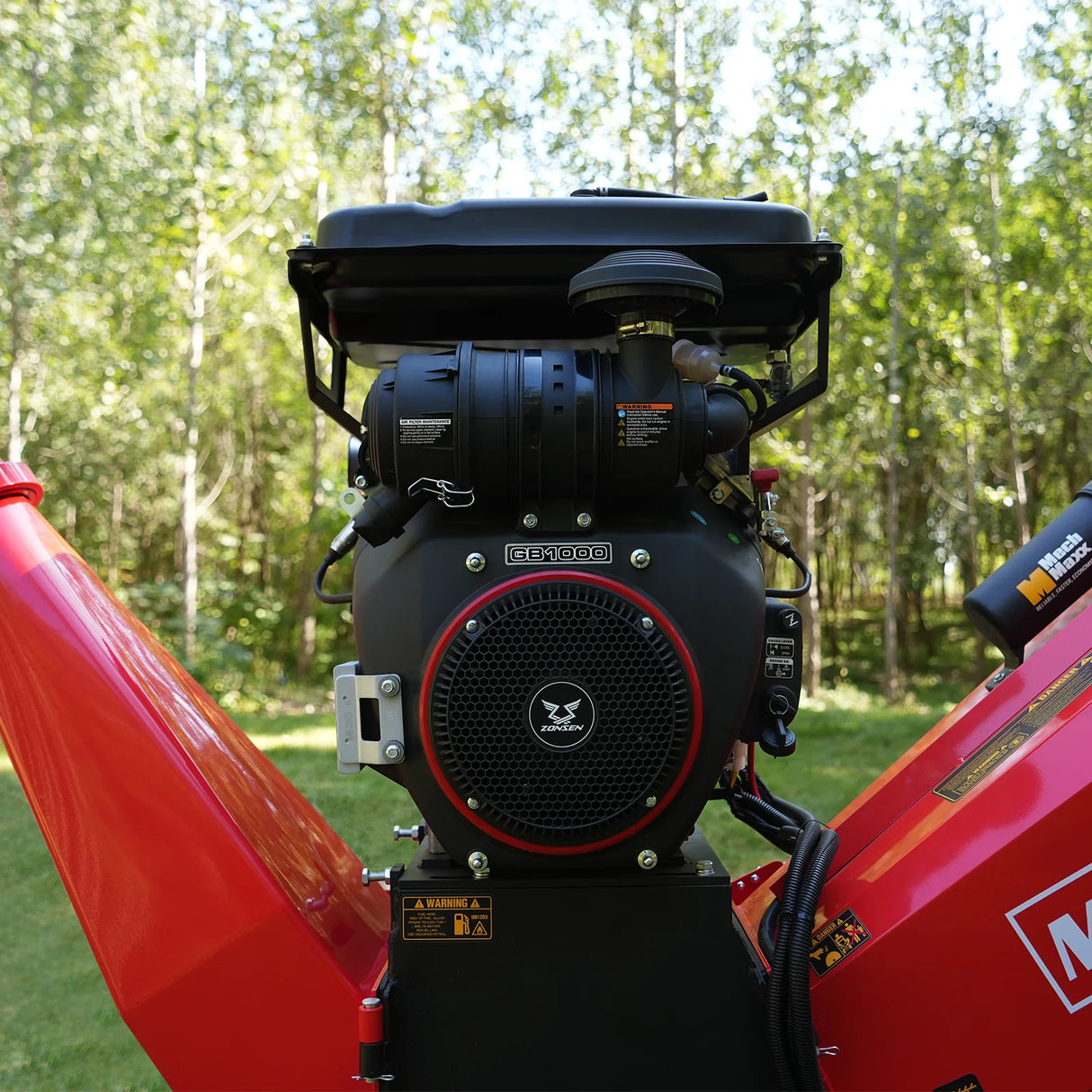 MechMaxx 8 inch ZONSEN E-Start 1000cc 35hp Gas Powered 4 - Wheel Drum Wood Chipper with Taillight , B200