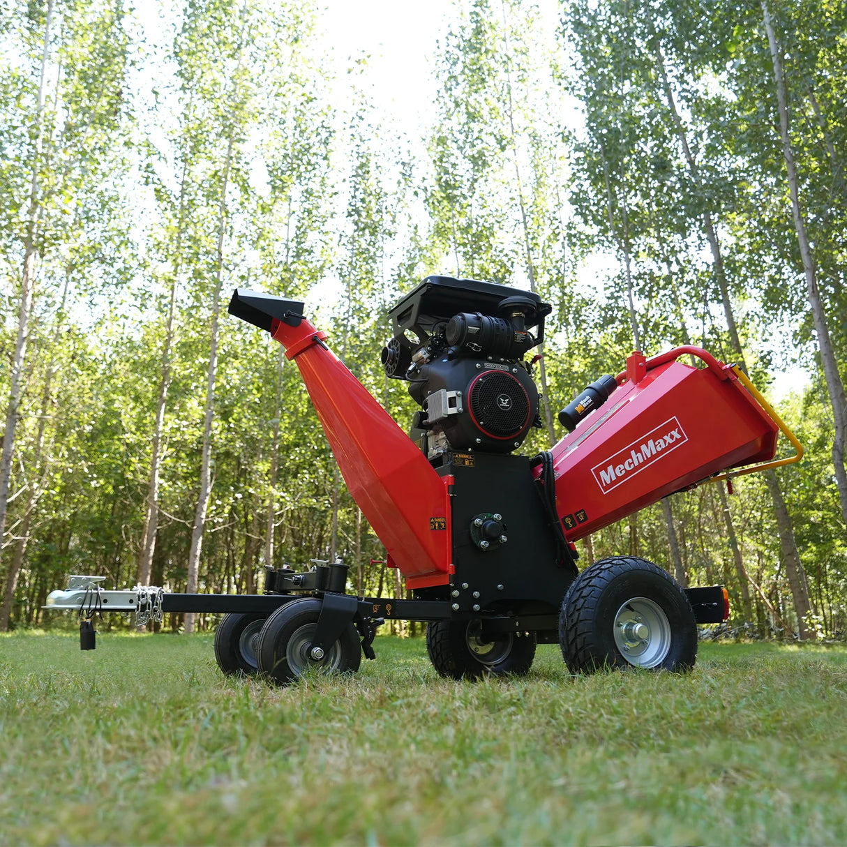 MechMaxx 8 inch ZONSEN E-Start 1000cc 35hp Gas Powered 4 - Wheel Drum Wood Chipper with Taillight , B200