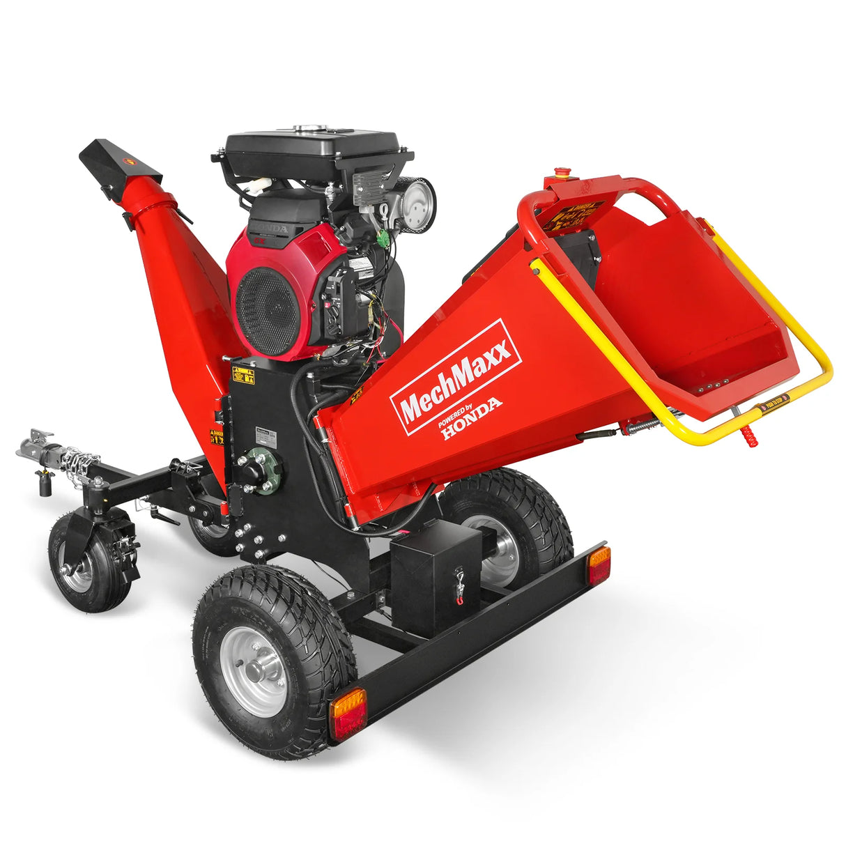 MechMaxx 8 inch HONDA E-Start 688cc 22hp Gas Powered 4 - Wheel Drum Wood Chipper with Taillight , B200