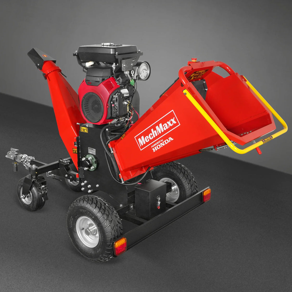 MechMaxx 8 inch HONDA E-Start 688cc 22hp Gas Powered 4 - Wheel Drum Wood Chipper with Taillight , B200