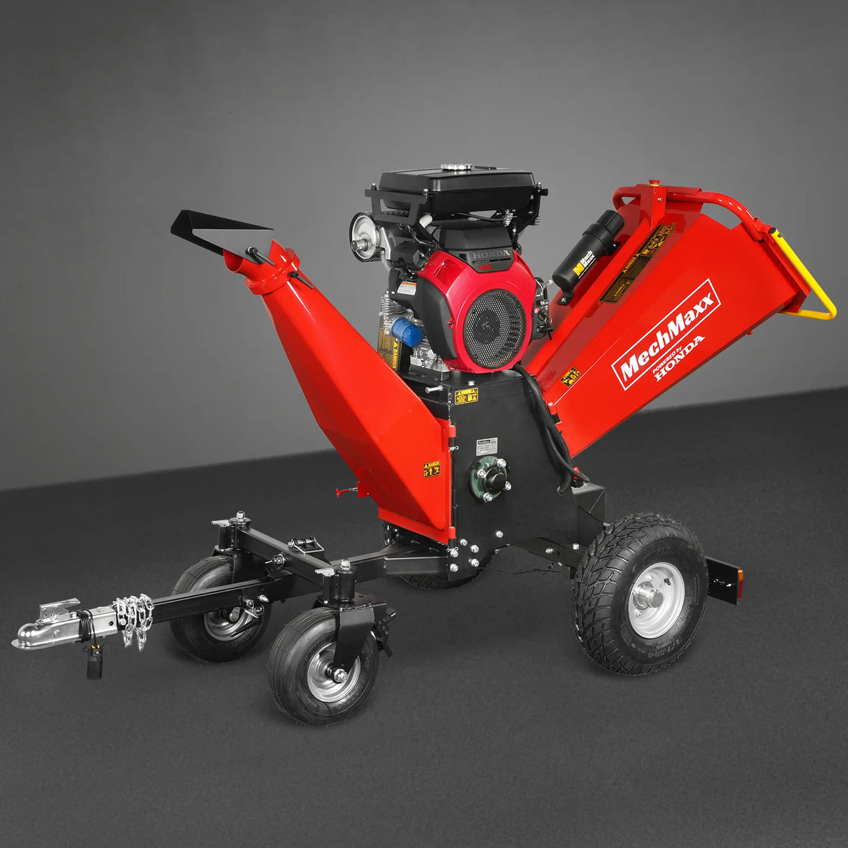 MechMaxx 8 inch HONDA E-Start 688cc 22hp Gas Powered 4 - Wheel Drum Wood Chipper with Taillight , B200