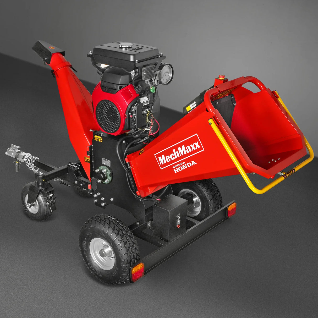 MechMaxx 8 inch HONDA E-Start 688cc 22hp Gas Powered 4 - Wheel Drum Wood Chipper with Taillight , B200