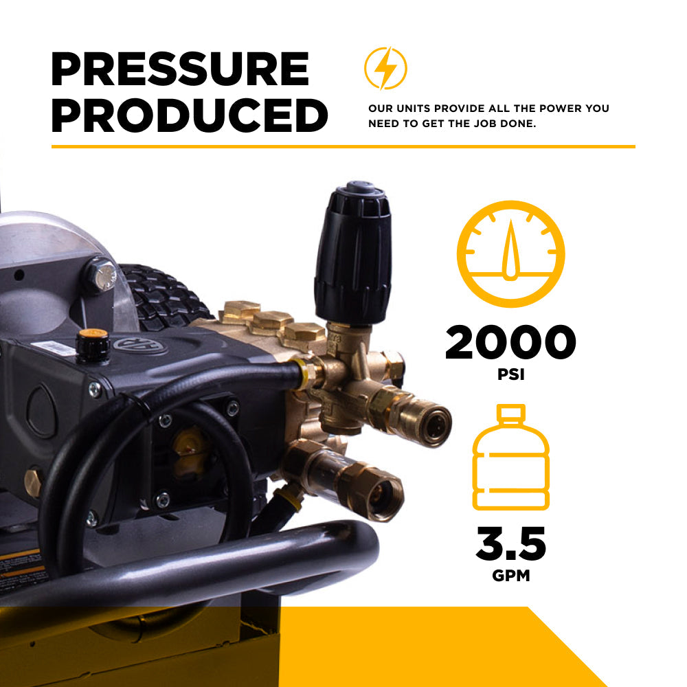 2,000 PSI 3.5 GPM 5.0 HP Electric Pressure Washer with Baldor Motor and Centurion Triplex Pump - B205EA