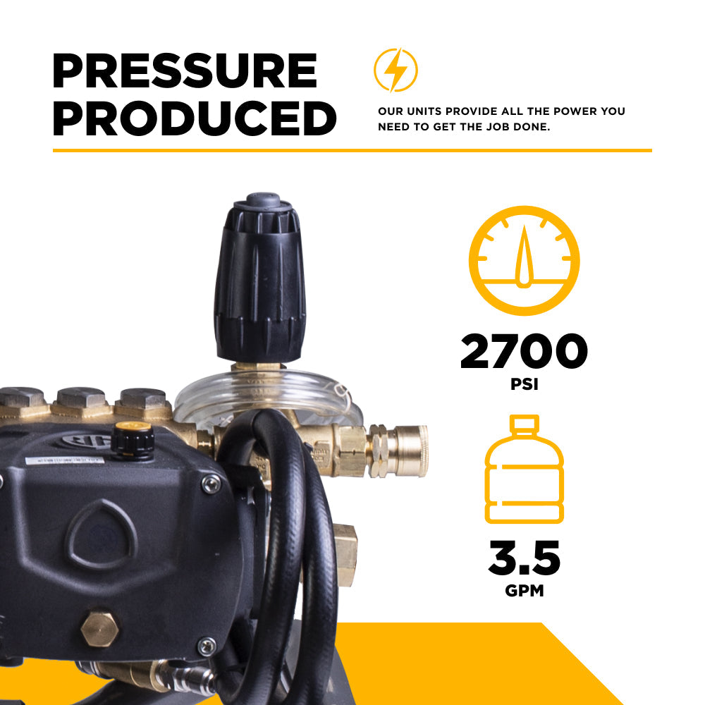 2,700 PSI 3.5 GPM 7.5 HP Electric Pressure Washer with Baldor Motor and CP Triplex Pump - B2775E3AHE