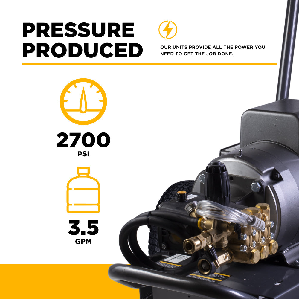2,700 PSI 3.5 GPM 7.5 HP Electric Pressure Washer with Baldor Motor and CP Triplex Pump - B2775EA