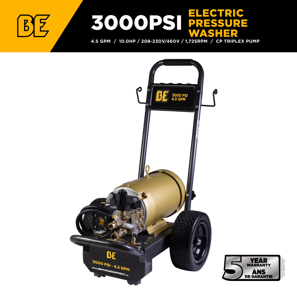 3,000 PSI 4.5 GPM 10 HP Electric Pressure Washer with Baldor Motor and CP Triplex Pump - B3010E34AHE