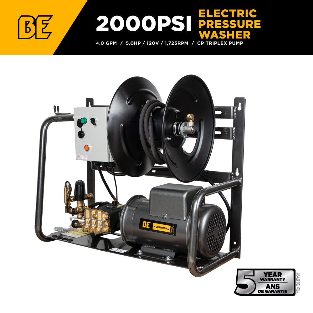 2,000 PSI 4.0 GPM 5.0 HP Electric Pressure Washer with Baldor Motor and CP Triplex Pump - X-2050FW1A