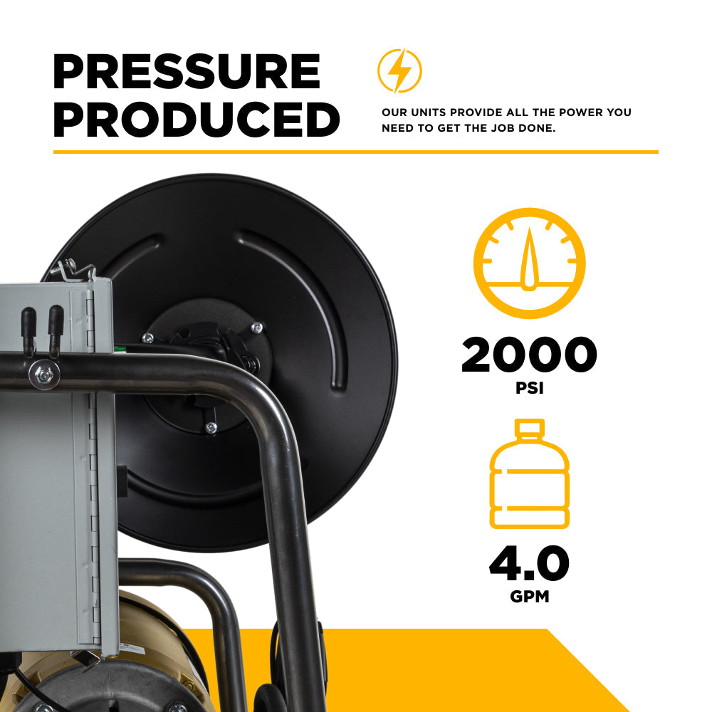 2,000 PSI 4.0 GPM 5.0 HP Wall Mount Electric Pressure Washer with a Baldor Motor and General Triplex Pump - X-2050FW1GENHT