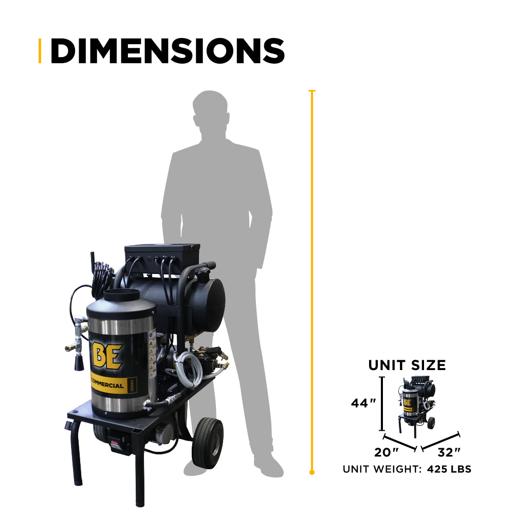 1,000 PSI 2.0 GPM Hot Water Electric Pressure Washer with General T9051EBF triplex pump - 1250