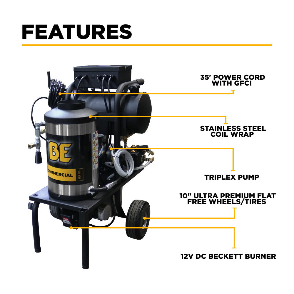 1,000 PSI 2.0 GPM Hot Water Electric Pressure Washer with General T9051EBF triplex pump - 1250