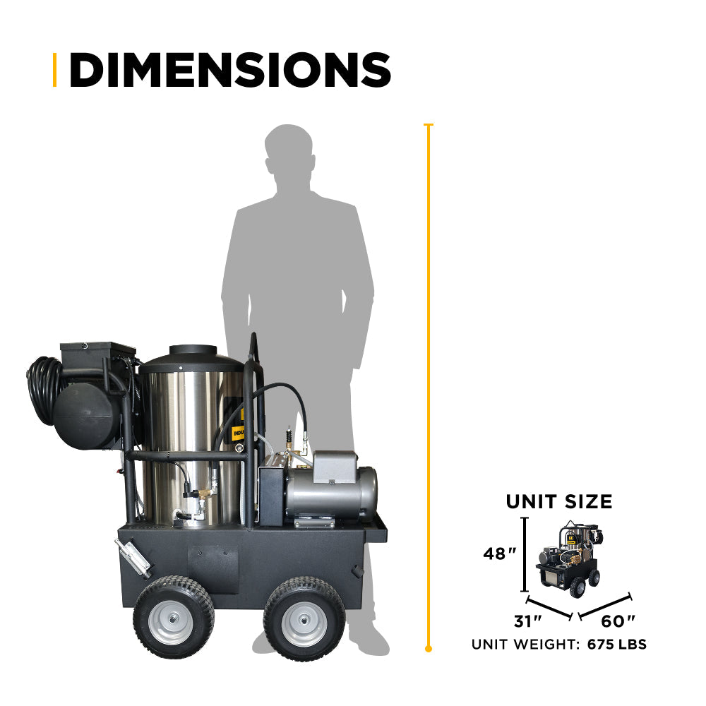 2,000 PSI 5.0 GPM Hot Water Electric Pressure Washer with General Triplex Pump - 15-520