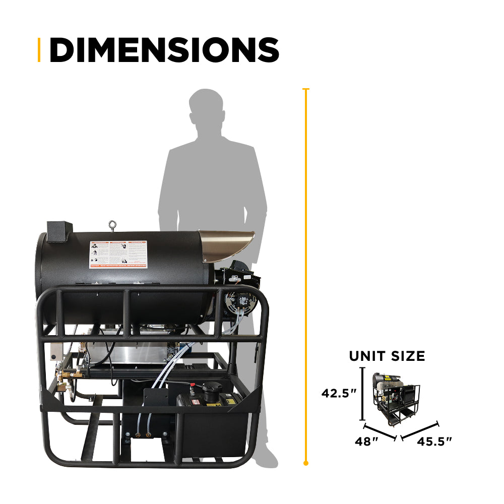3,500 PSI 8 GPM Hot Water Diesel Pressure Washer Skid with General Triplex Pump - 5835DG
