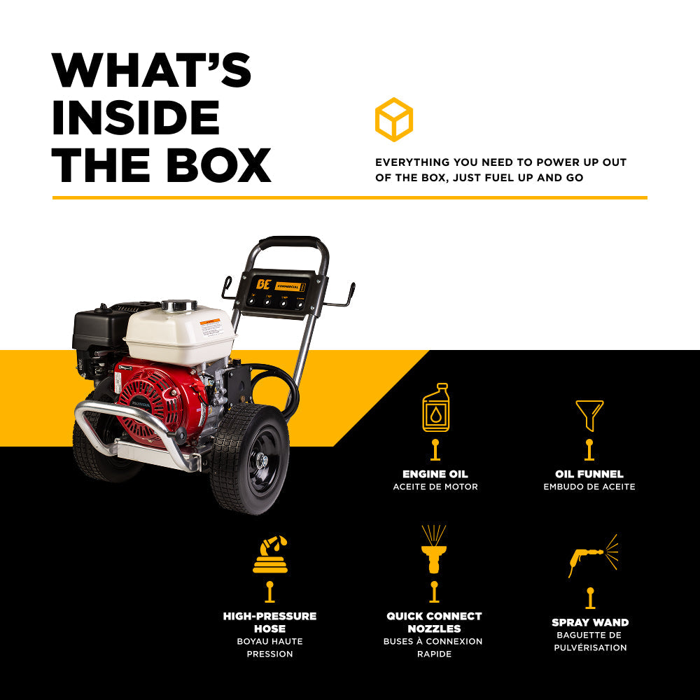 3,100 PSI 3.1GPM Cold Water Gas Pressure Washer Honda GX200 and CP Triplex Pump on Aluminum Frame - B3165HAAS