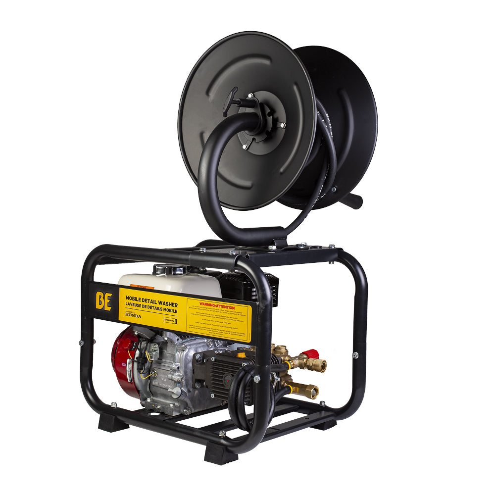 3,100 PSI 3.1 GPM Cold Water Gas Pressure Washer with Honda GX200 Engine and CP Triplex Pump on Roll Cage Frame with Hose Reel - B3165HRAS