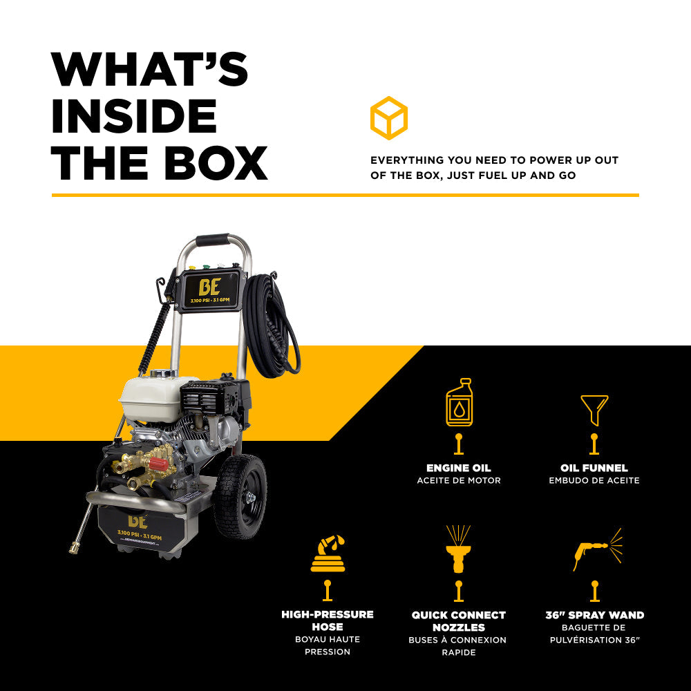 3,100 PSI 3.1 GPM Cold Water Gas Pressure Washer with Honda GX200 Engine and CP Triplex Pump on Stainless Steel Frame - B3165HSAS