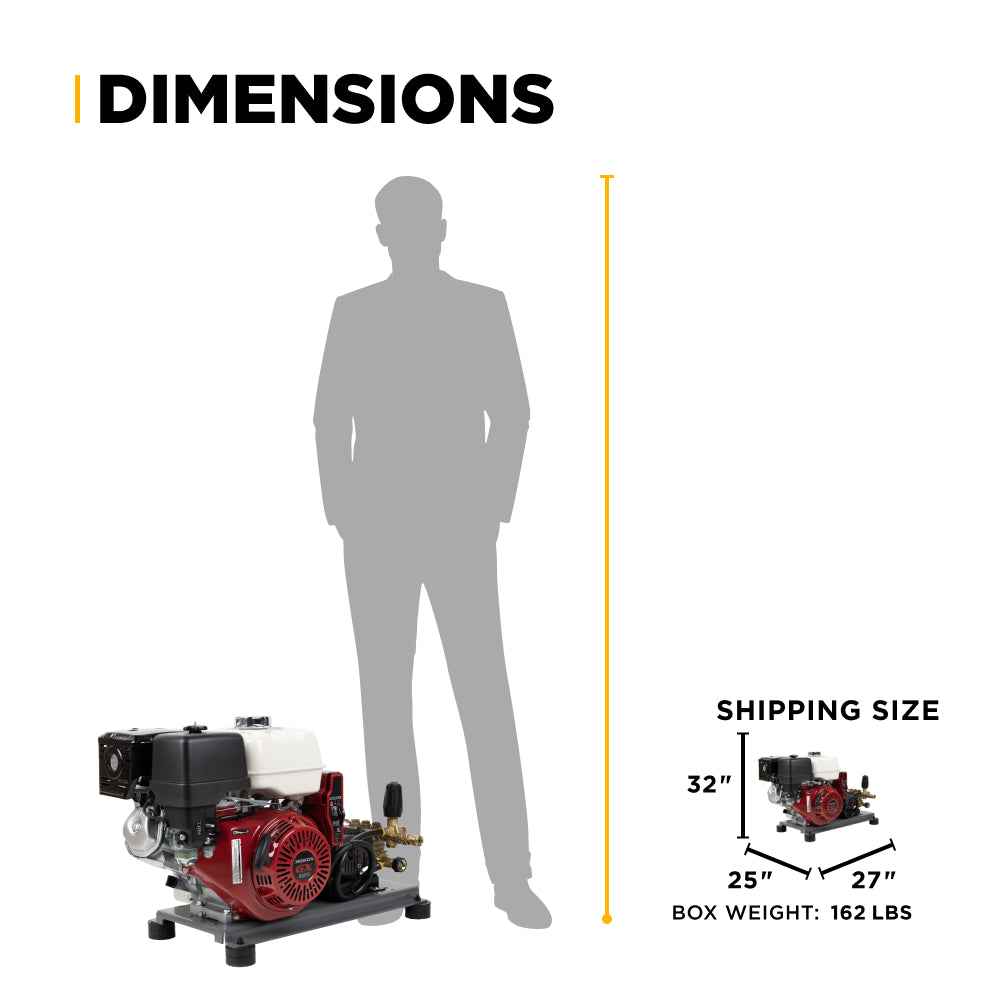 3,200 PSI 5.2 GPM Truck Mount Cold Water Gas Pressure Washer with Honda GX390 Electric Start Engine and CP Belt Drive Triplex Pump - B3213HETBAS