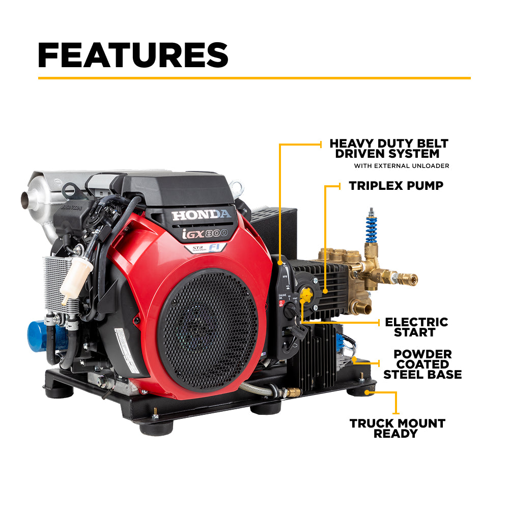 4,200 PSI 8.5 GPM Truck Mount Cold Water Gas Pressure Washer - B3528HETBGS
