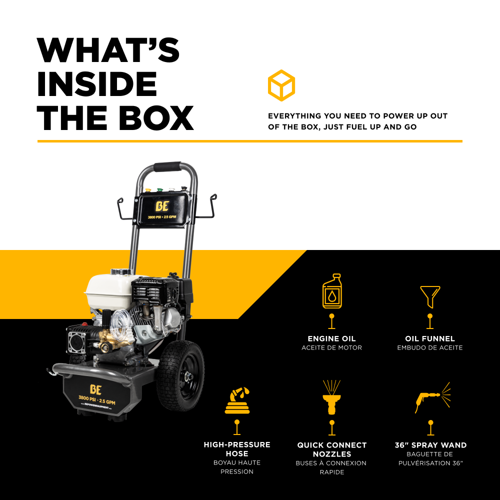 3,800 PSI 2.5 GPM Cold Water Gas Pressure Washer with Honda GX200 Engine and CP Triplex Pump - B3865HA