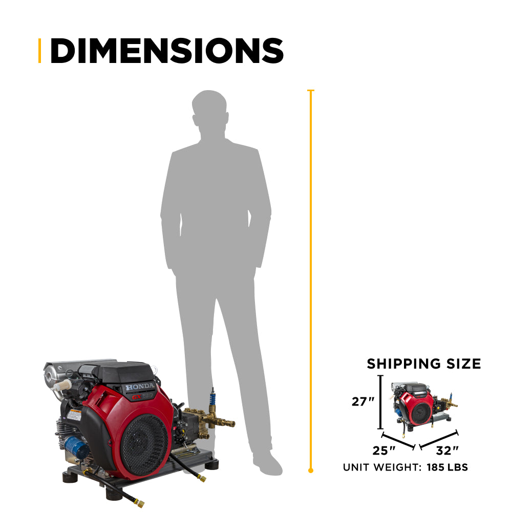 4,000 PSI 8.2 GPM Truck Mount Cold Water Gas Pressure Washer with Honda GX690 Electric Start Engine and General Belt Drive Triplex Pump - B4024HETBGS