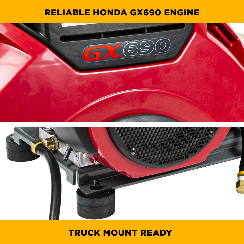4,000 PSI 8.2 GPM Truck Mount Cold Water Gas Pressure Washer with Honda GX690 Electric Start Engine and General Belt Drive Triplex Pump - B4024HETBGS