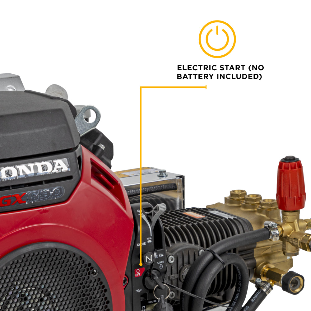 4,000 PSI 8.2 GPM Truck Mount Cold Water Gas Pressure Washer with Honda GX690 Electric Start Engine and General Belt Drive Triplex Pump - B4024HETBGS