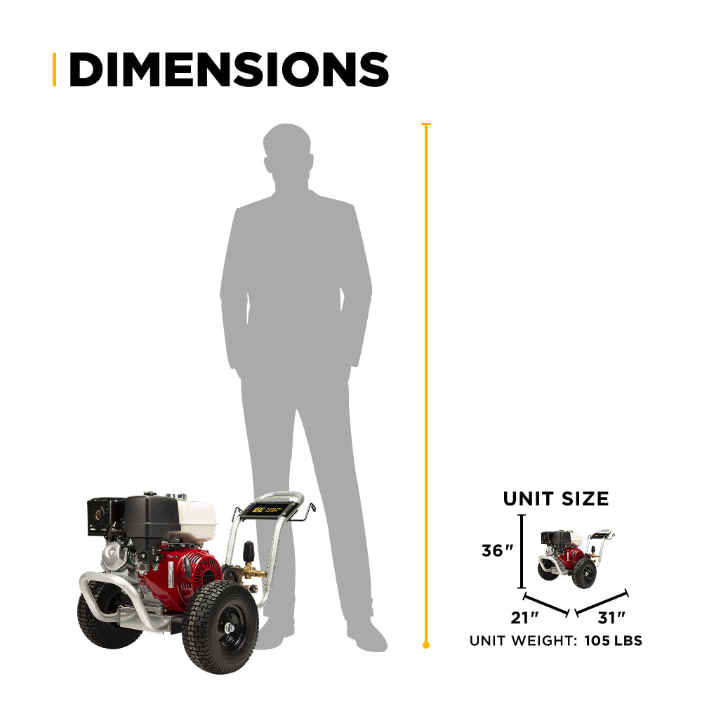 4,200 PSI 4.2 GPM Cold Water Gas Pressure Washer with Honda GX390 Engine and CP Belt Drive Triplex Pump on Aluminum Frame - B4213HABAS