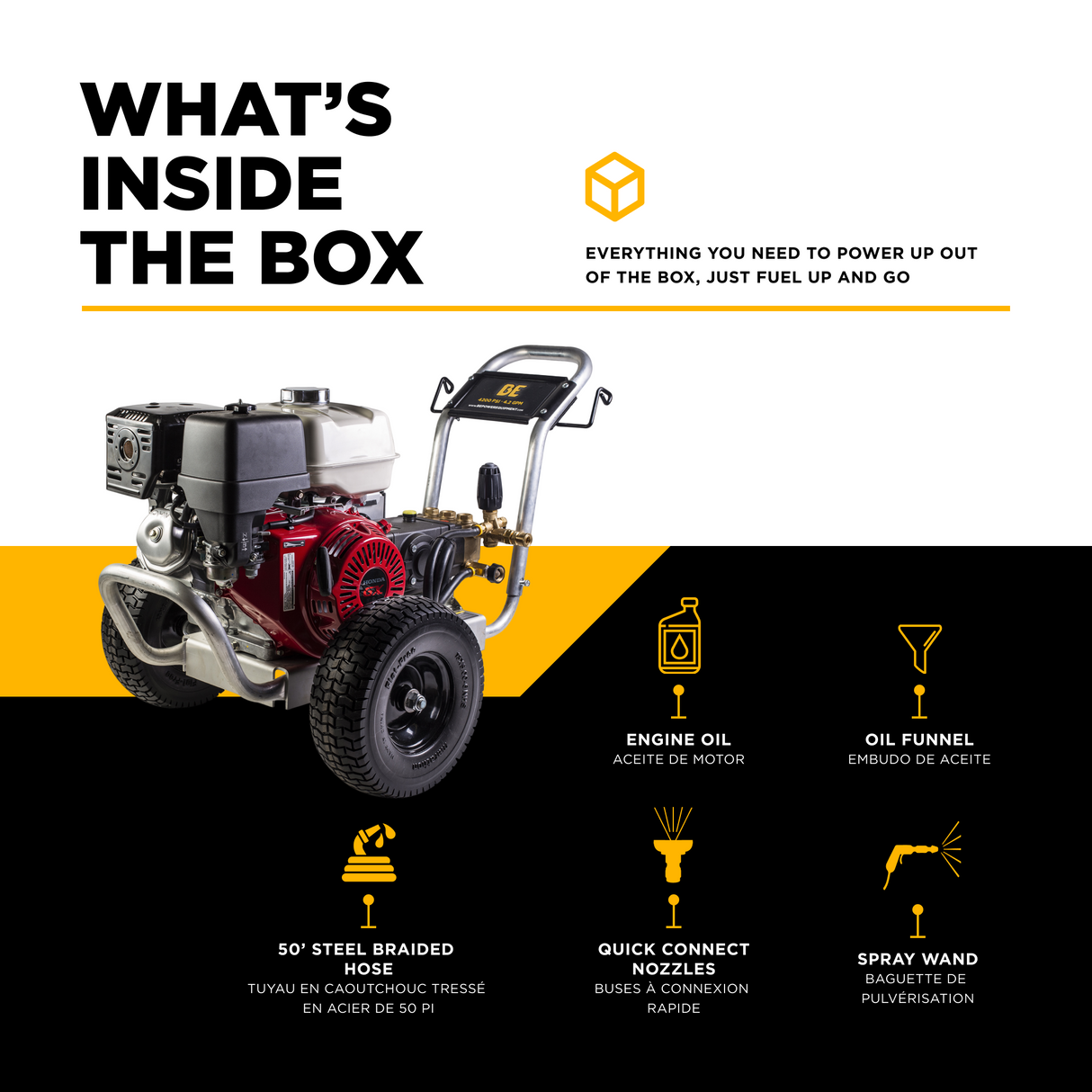 4,200 PSI 4.2 GPM Cold Water Gas Pressure Washer with Honda GX390 Engine and General Belt Drive Triplex Pump on Aluminum Frame - B4213HABGS
