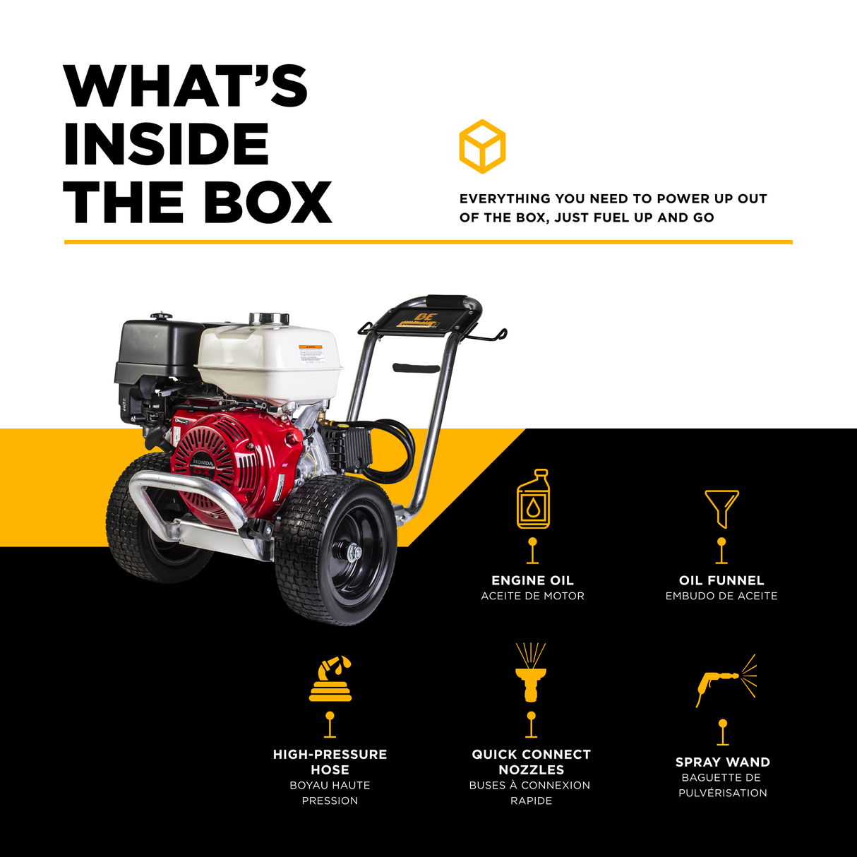 4,200 PSI 4.2 GPM Cold Water Gas Pressure Washer Honda GX390 Engine and General Triplex Pump on Aluminum Frame - B4213HAGS