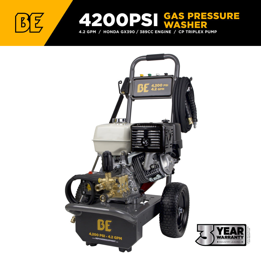 4,200 PSI 4.2 GPM Cold Water Gas Pressure Washer with Honda GX390 Engine and CP Triplex Pump - B4213HAS
