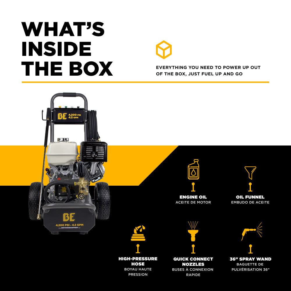 4,200 PSI 4.2 GPM Cold Water Gas Pressure Washer with Honda GX390 Engine and CP Triplex Pump - B4213HAS