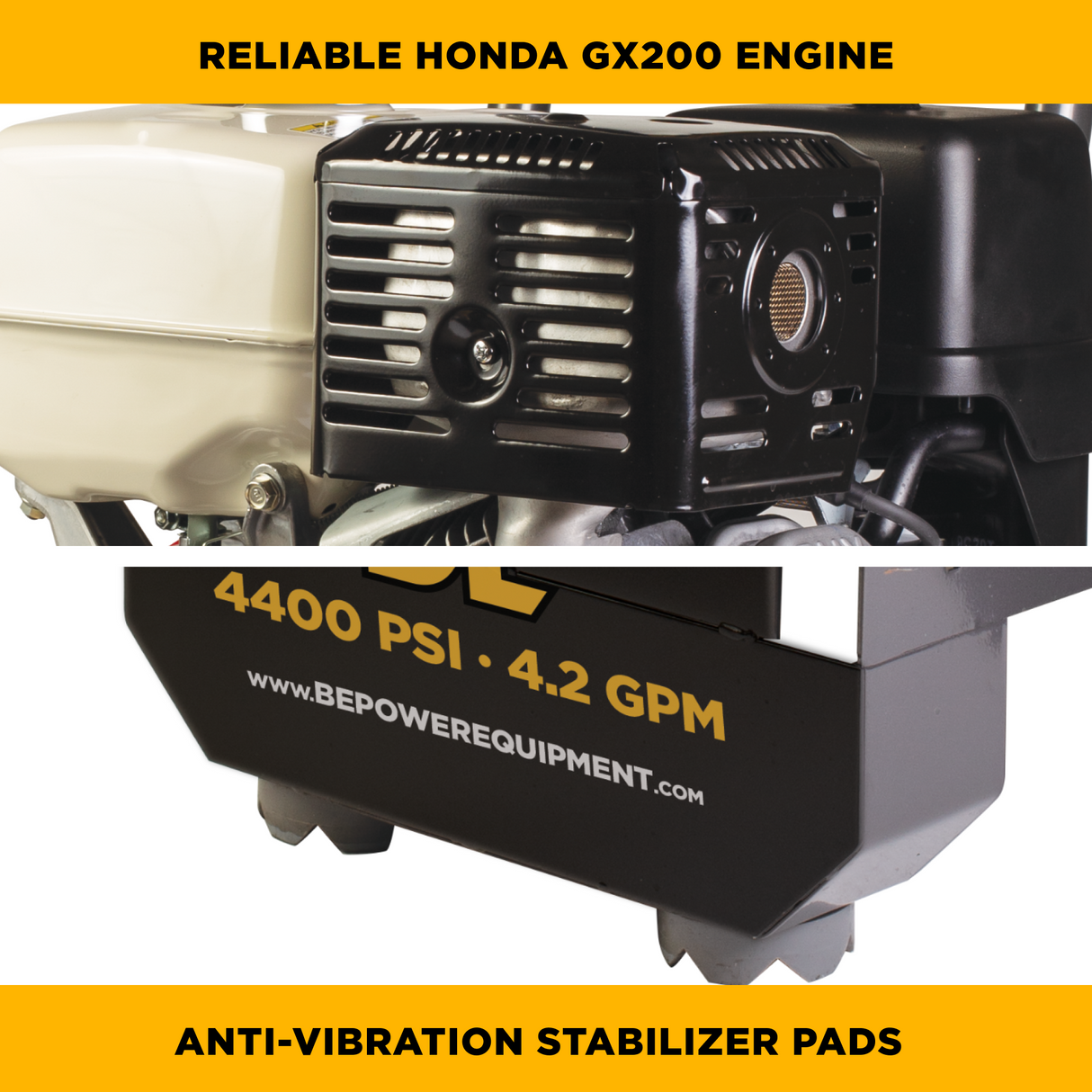 4,200 PSI 4.2 GPM Cold Water Gas Pressure Washer Honda GX390 Engine and General Triplex External Unloader Pump - B4213HGS
