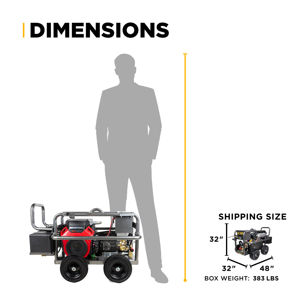 5,100 PSI 5.5 GPM Cold Water Gas Pressure Washer with Honda GX690 Electric Start Engine and CP Belt Drive Triplex Pump on Roll Cage Frame - B5024HEBAS