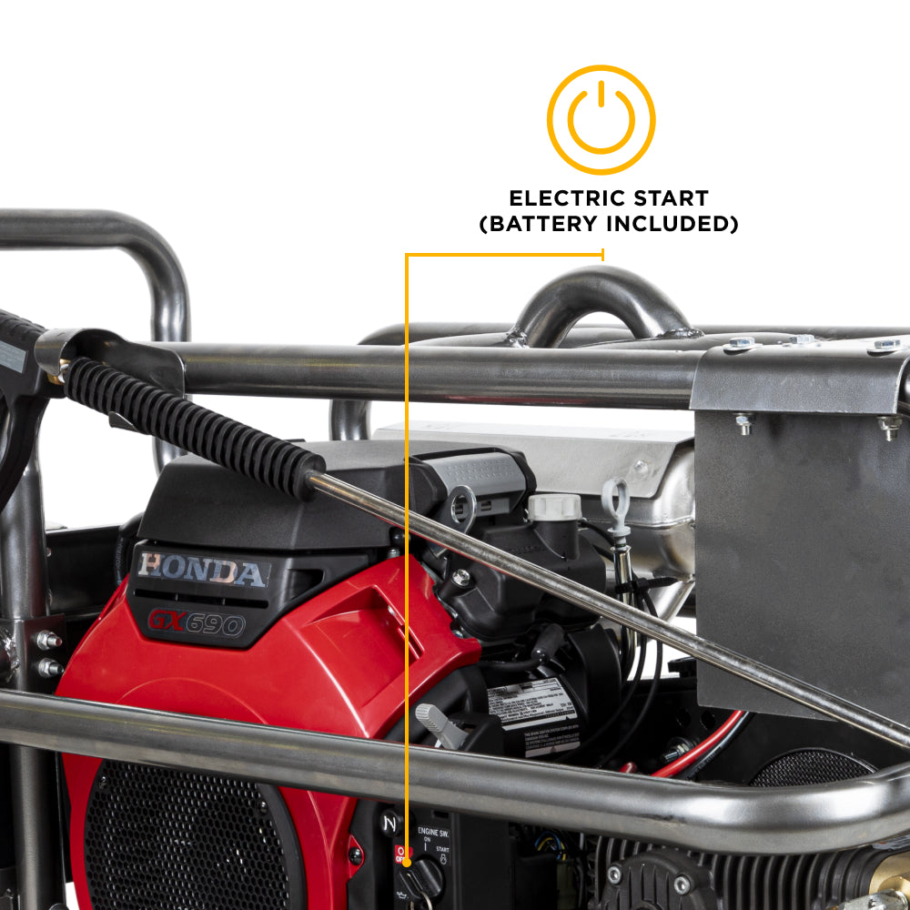 5,100 PSI 5.5 GPM Cold Water Gas Pressure Washer with Honda GX690 Electric Start Engine and CP Belt Drive Triplex Pump on Roll Cage Frame - B5024HEBAS