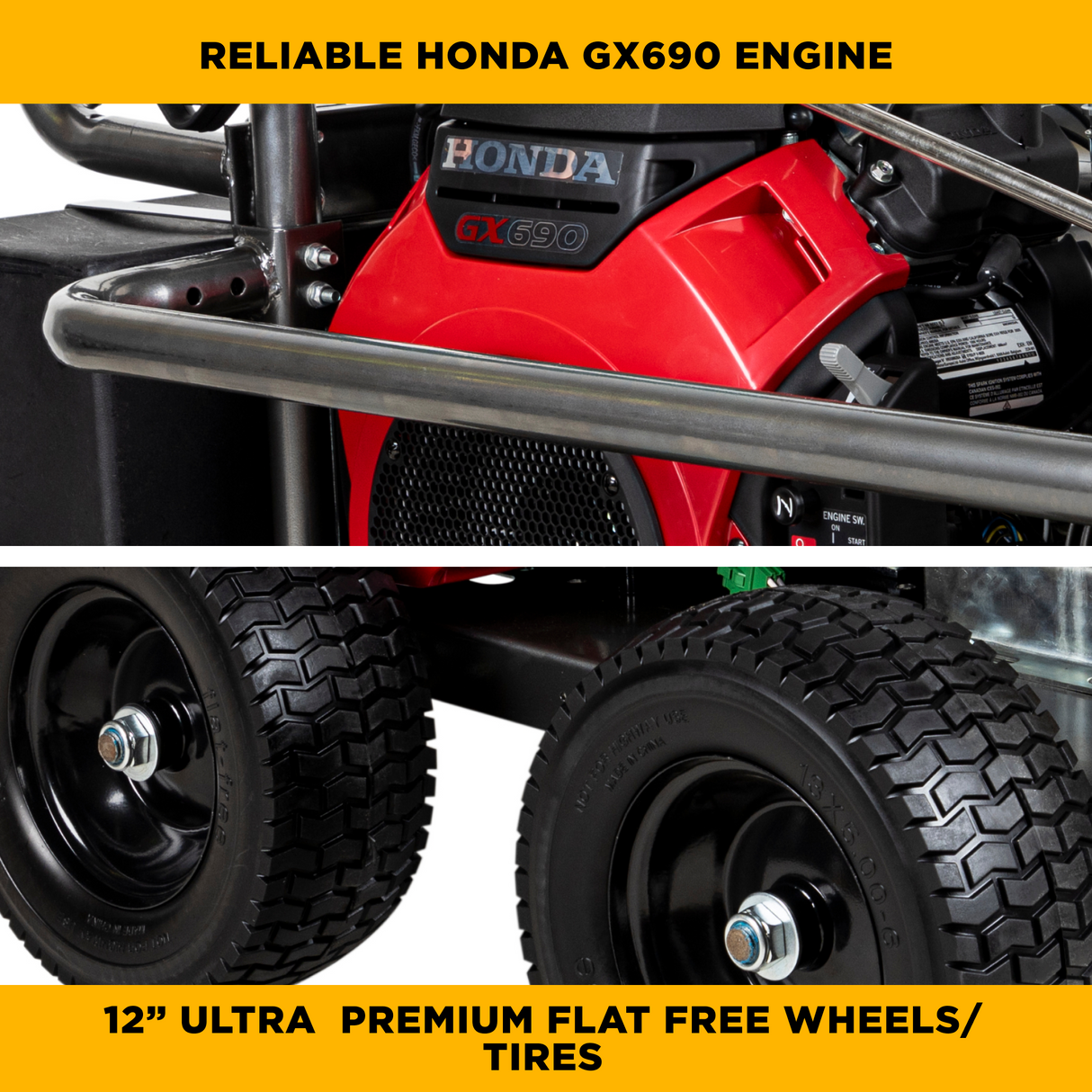 5,000 PSI 5.0 GPM Cold Water Gas Pressure Washer with Honda GX690 Engine and Comet Belt Drive Triplex Pump on Roll Cage Frame - PE-5024HWEBCOM