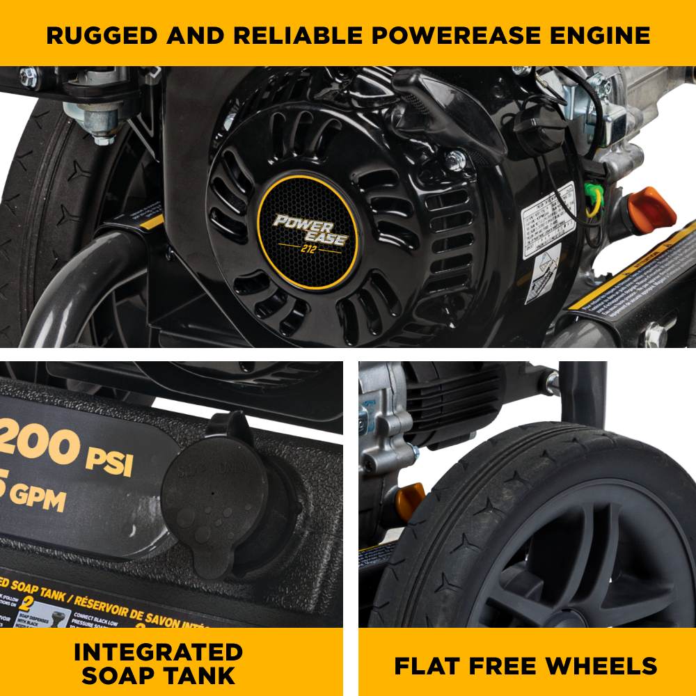 3,200PSI 2.5GPM Cold Water Gas Pressure Washer Powerease 212cc Engine and CP Axial Pump - BE327PX
