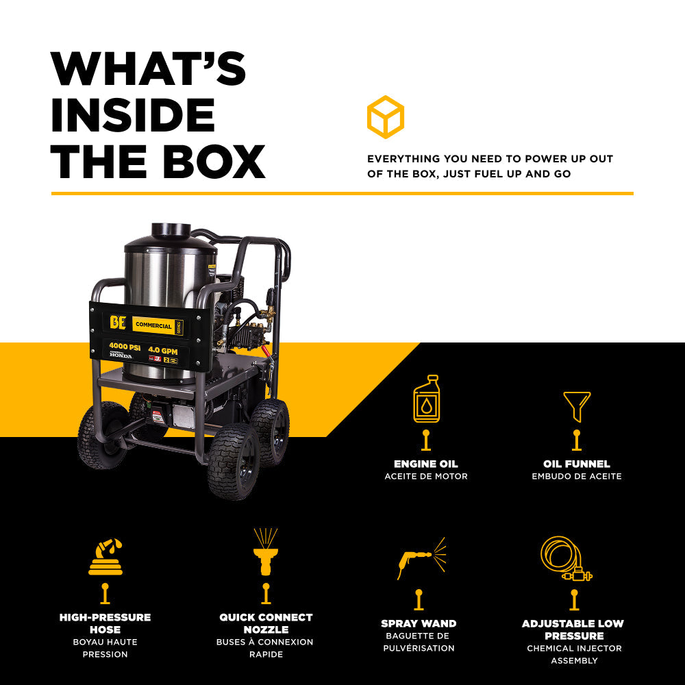 4,000 PSI - 4.2 GPM Hot Water Pressure Washer with Honda GX390 Engine and General Triplex Pump - HW4013HG