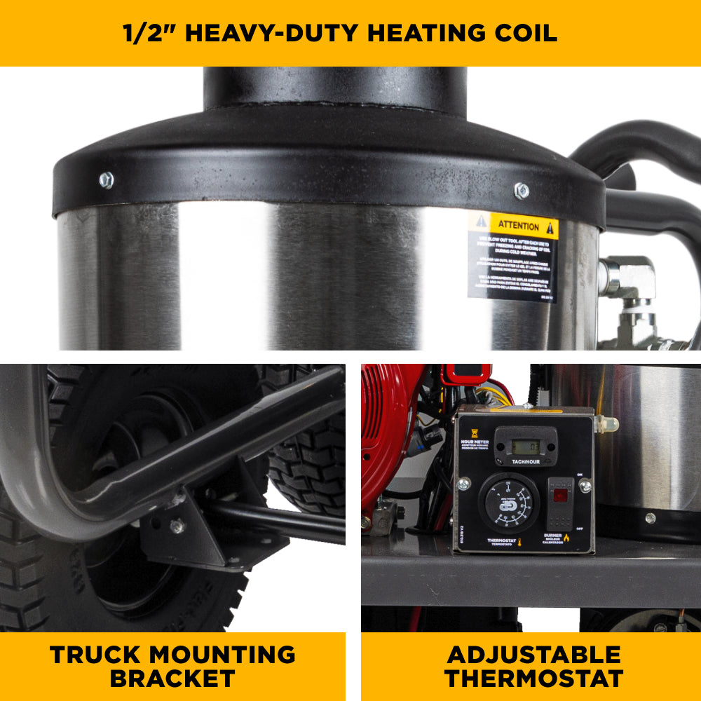 4,000 PSI - 4.2 GPM Hot Water Pressure Washer with Honda GX390 Engine and General Triplex Pump - HW4013HG
