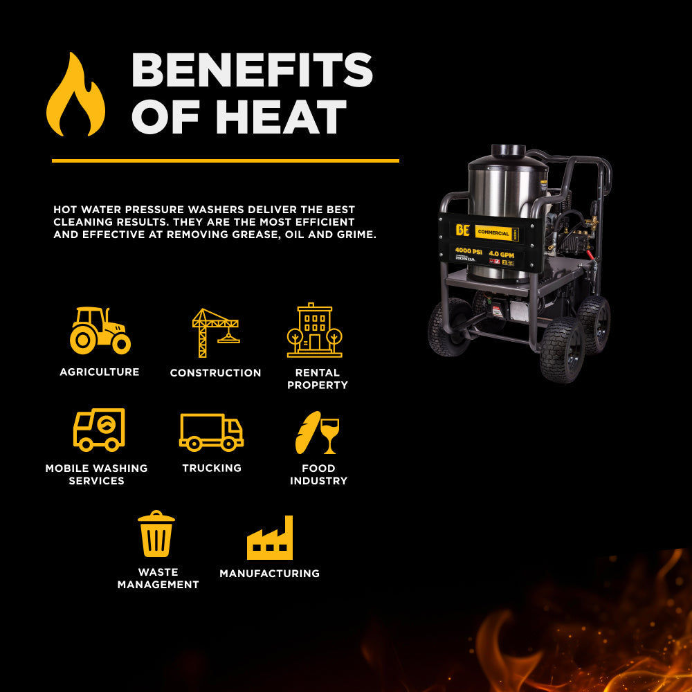 4,000 PSI - 4.2 GPM Hot Water Pressure Washer with Honda GX390 Engine and General Triplex Pump - HW4013HG