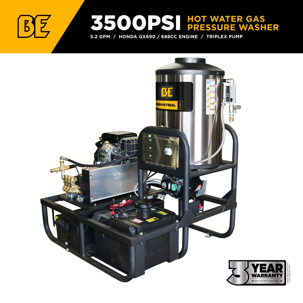 3,500 PSI 5.2 GPM Hot Water Skid Pressure Washer with General Triplex Pump - Z5535GPBDH