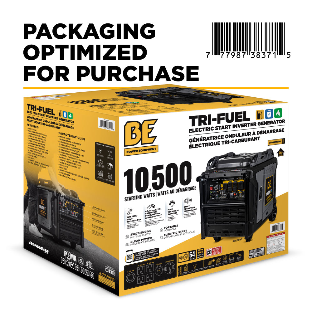 10,500 Watt Tri-Fuel Digital Inverter Generator - BE10500IT
