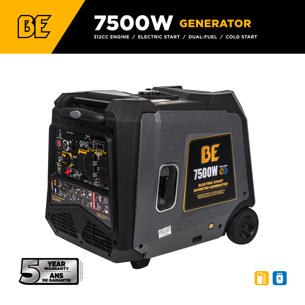 7,500 Watt Dual-Fuel Digital Inverter Generator - BE7500ID