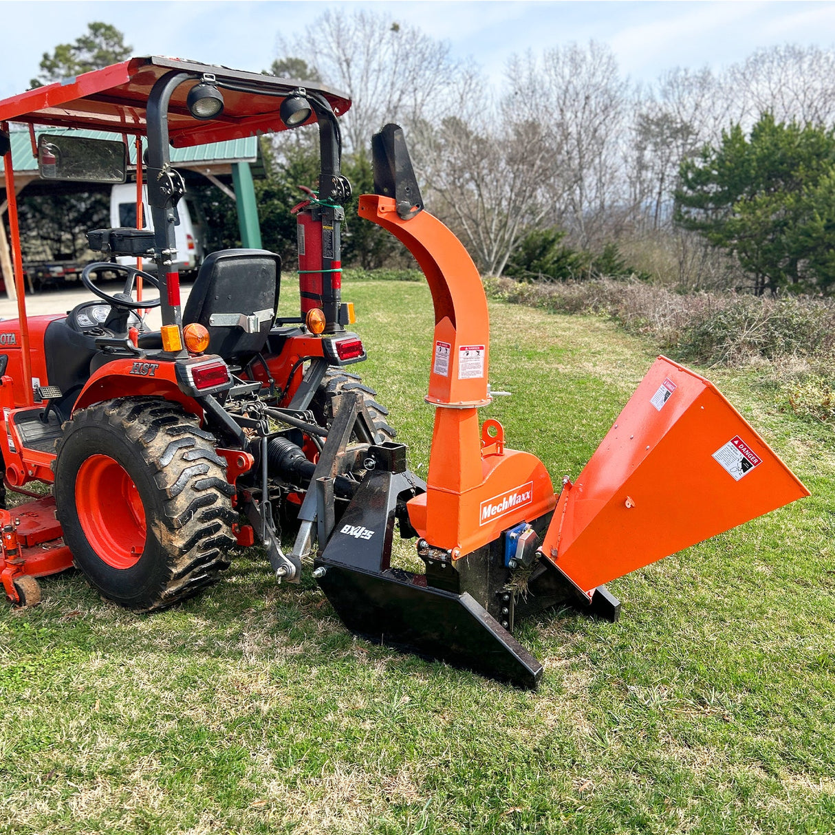 3 Point PTO Wood Chipper Attachment For Tractors Up To 45HP (PTO Shaft Included), BX42S