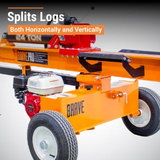 Brave Tow Behind Log Splitter 24-Ton Vertical/Horizontal Portable Gas with Honda GX160