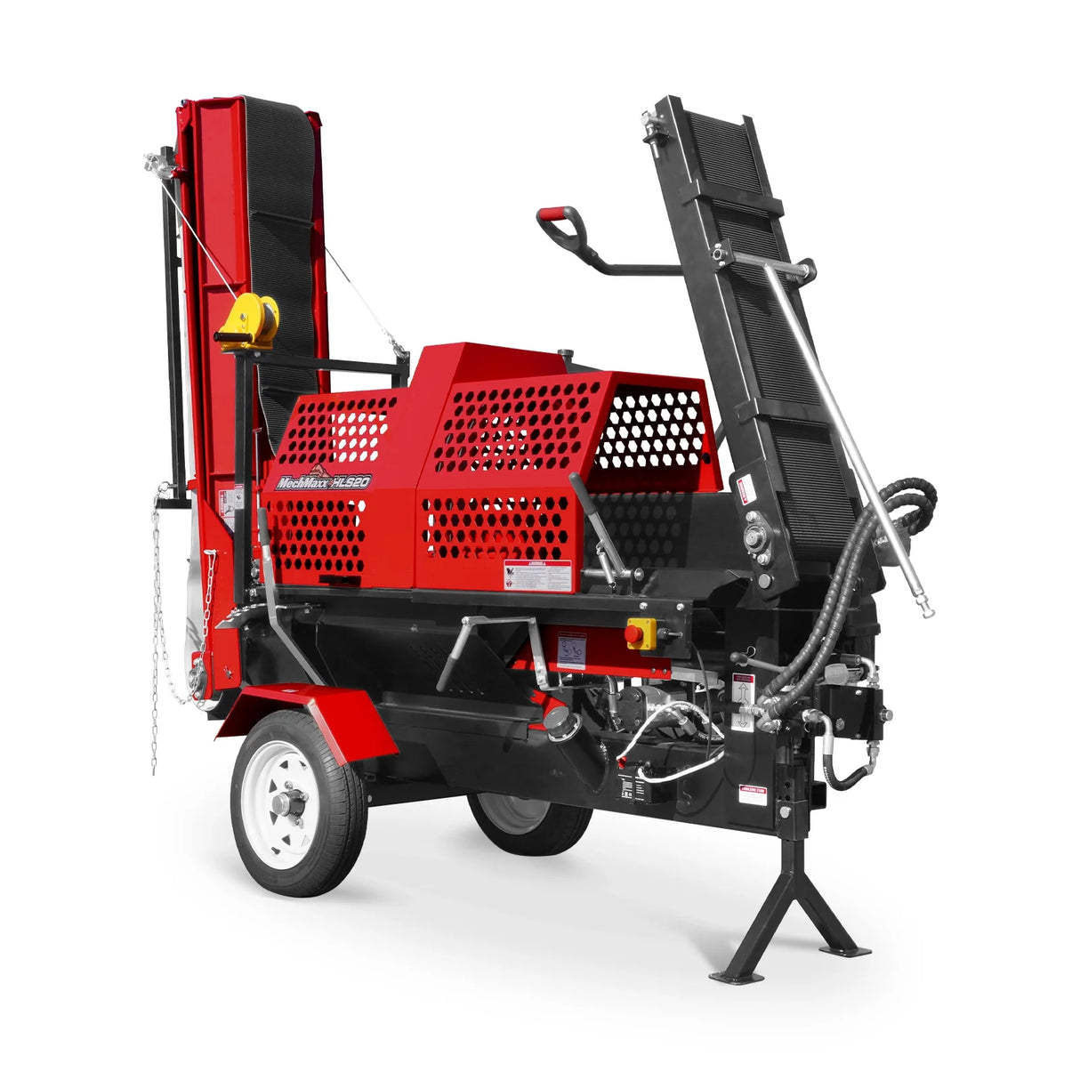 MechMaxx Firewood Log Splitter Processor with Conveyor, 20ton Splitting Force 24" x 15" Log Capacity, 18" Chainsaw, HLS20