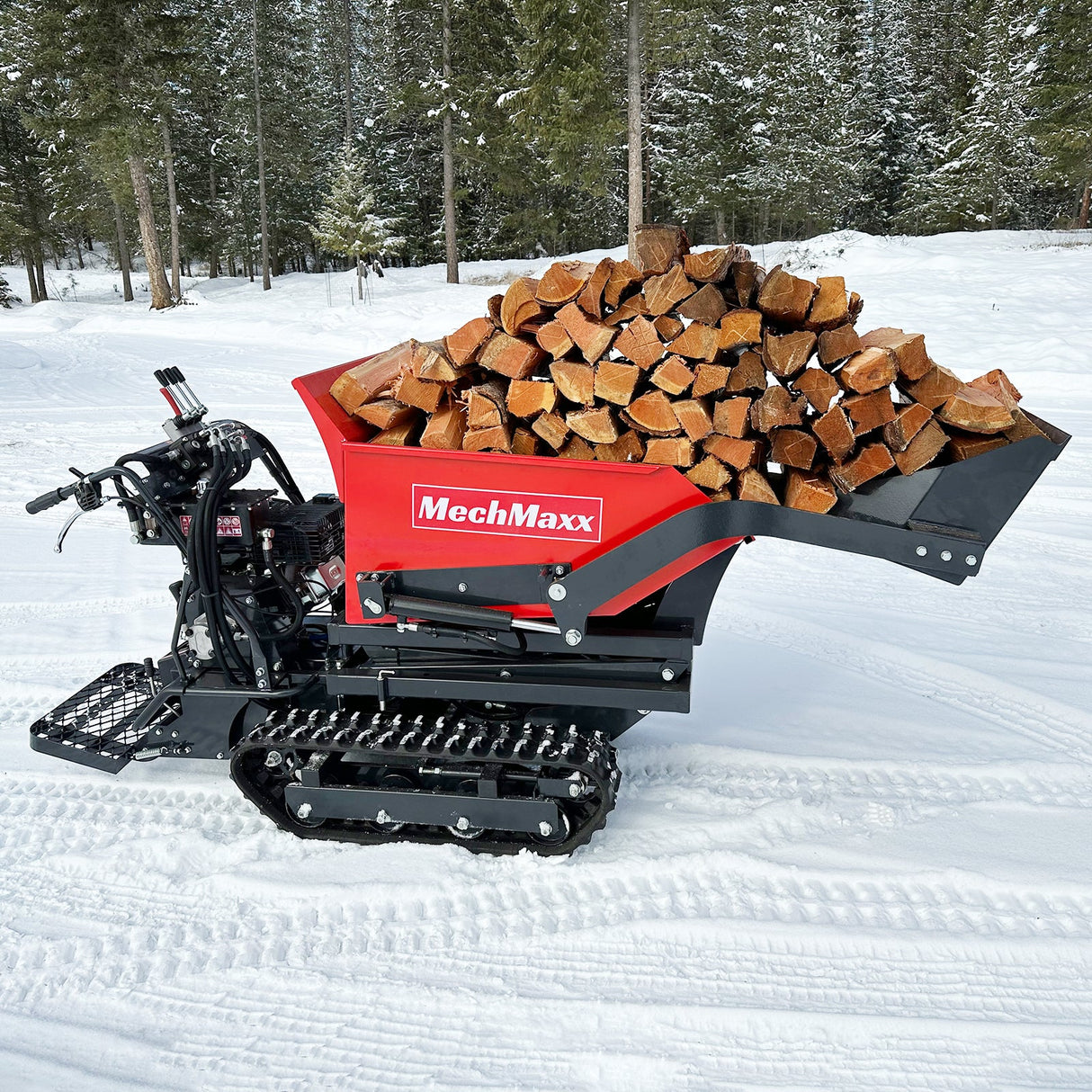 MechMaxx 1100lbs Capacity E-Start 10HP 302cc Gas Engine Tracked Dumper Hydraulic Tipping and Lifting with Front Shovel , D50HTFL