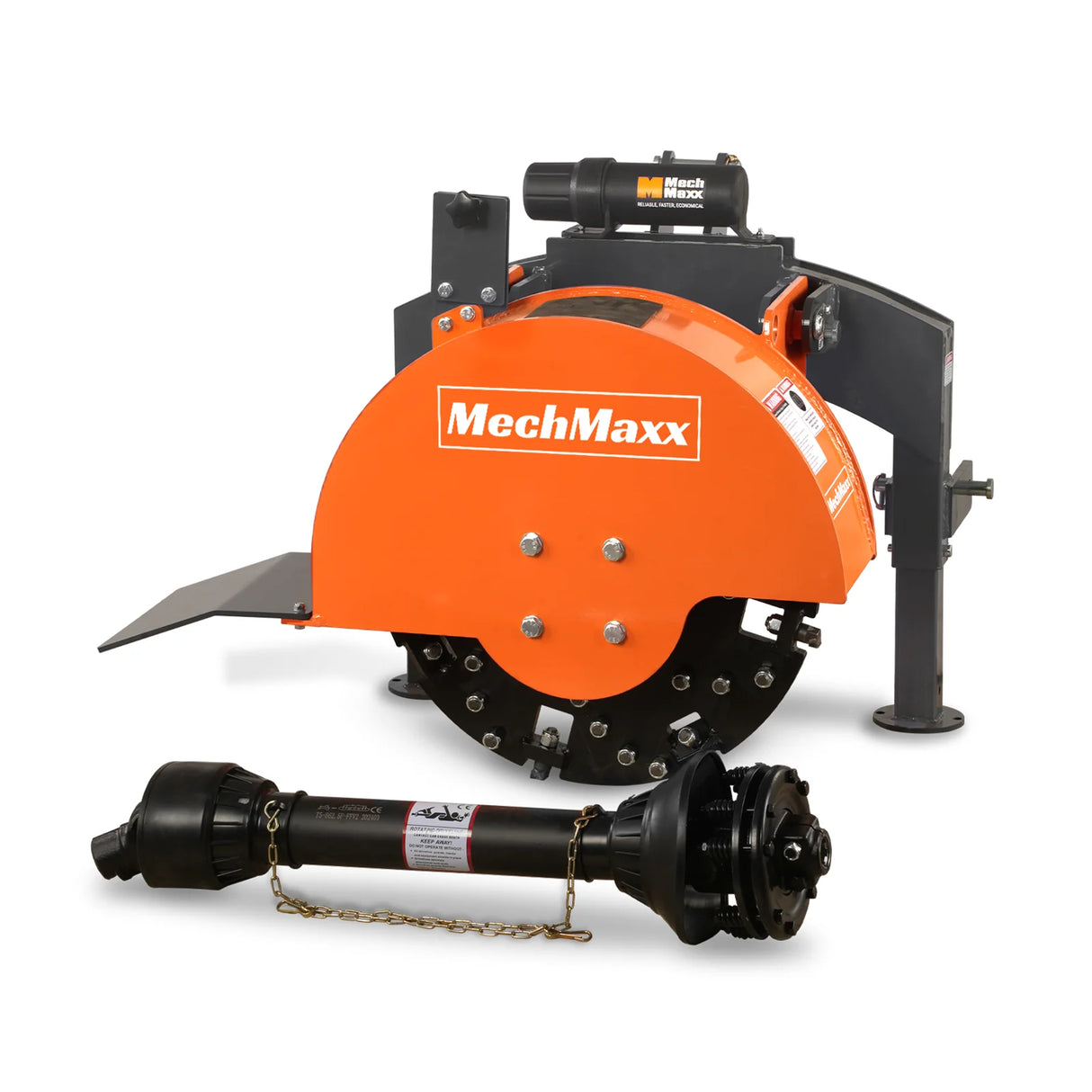MechMaxx 3-Point PTO Stump Grinder with 34 Carbide Teeth (PTO Shaft Included with Slip Clutch), for 15-45HP Tractor, SG24 – Orange