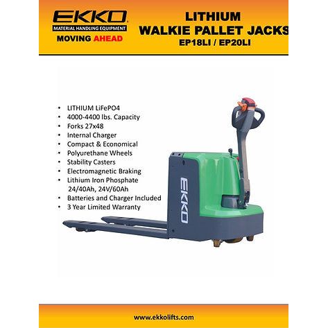 Pallet Jack | Electric Rider | Lithium Iron |4400 lbs Capacity | EKKO EP20LI