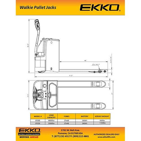 Pallet Jack | Electric Rider | 5500 lbs Capacity | EKKO EP25E